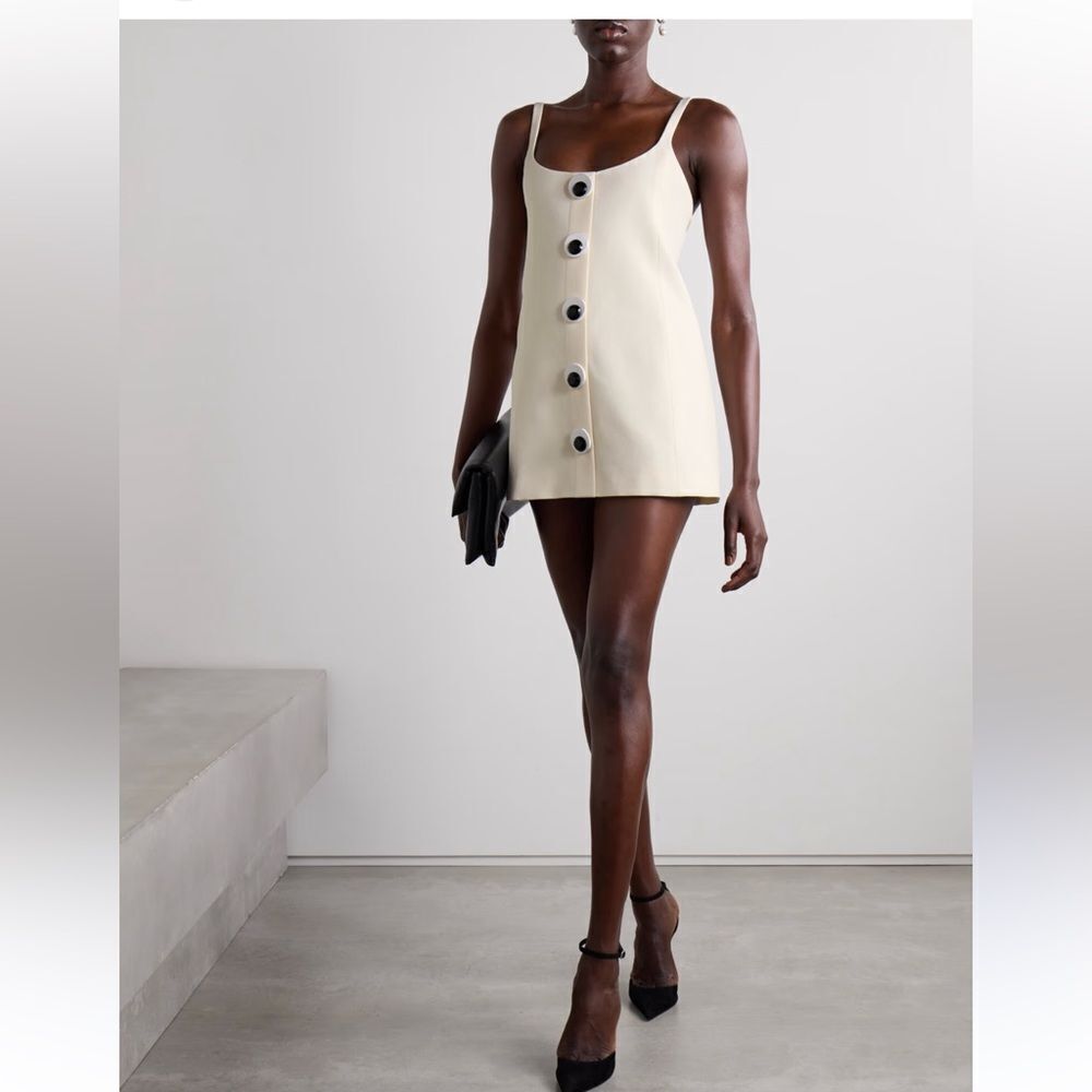 AREA Button-Embellished Wool-Twill Mini Dress SS24